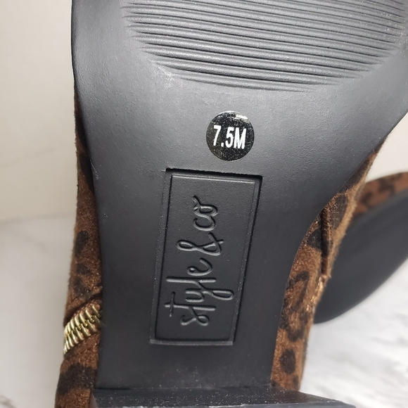 Style & Co MASRINAAF Brown Leopard Zip Closed Toe Ankle Booties Sz 7.5M - Picture 11 of 13